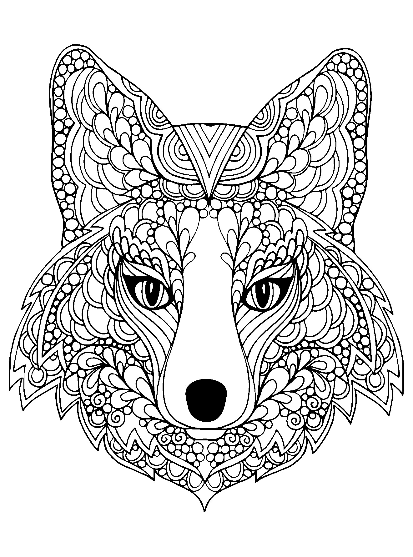 Joli coloriage d une tªte de renard