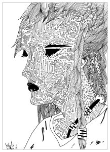 Coloriage adulte dessin La femme mysterieuse par valentin