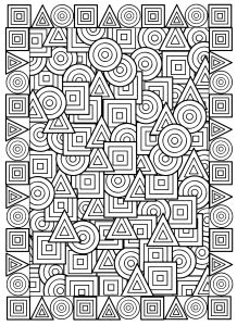 Coloriage Anti-stress à imprimer pour adultes : Formes géométriques entremêlées