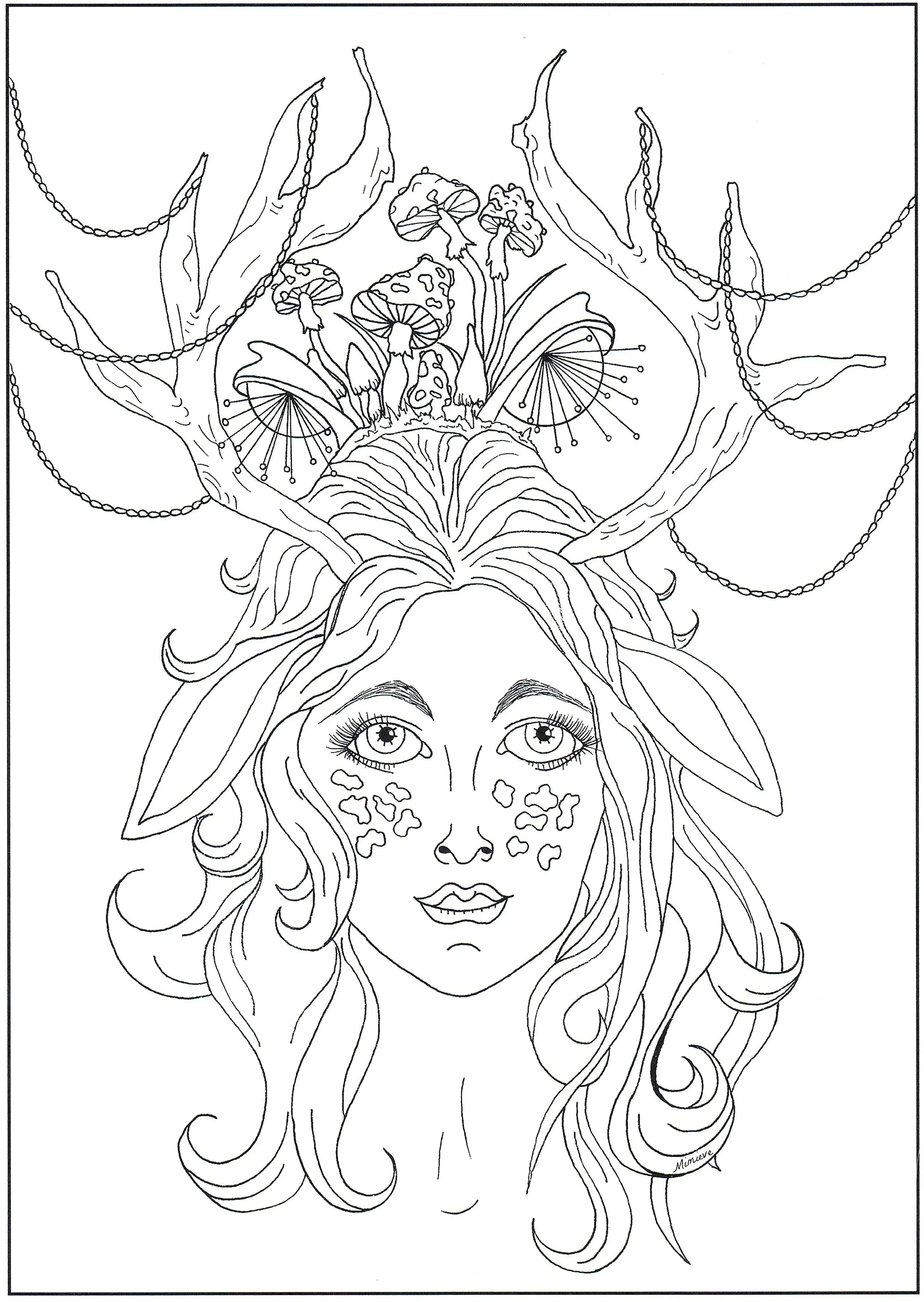 Dame biche (Coloriage Anti-stress à imprimer pour adultes)