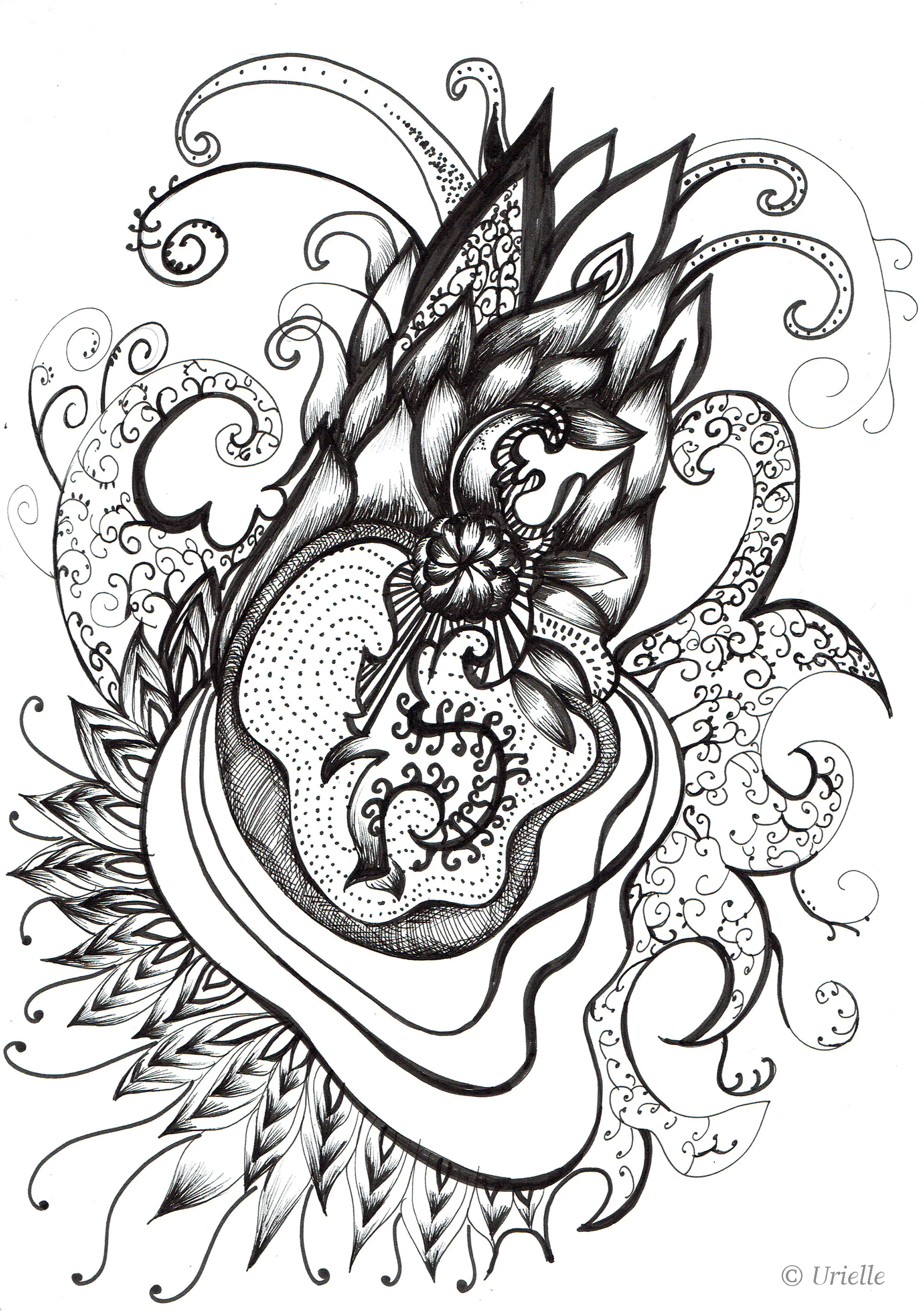 Coeur et variation urielle (Coloriage à imprimer pour adultes)