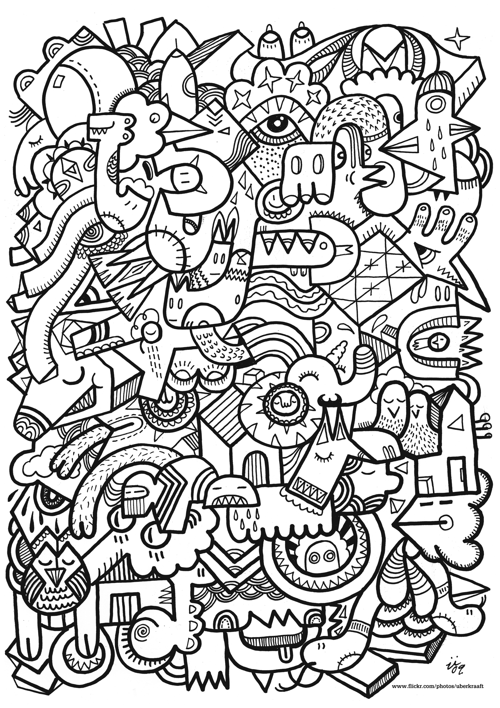 coloriage pour adulte anti-stress, Un bien curieux dessin a imprimer