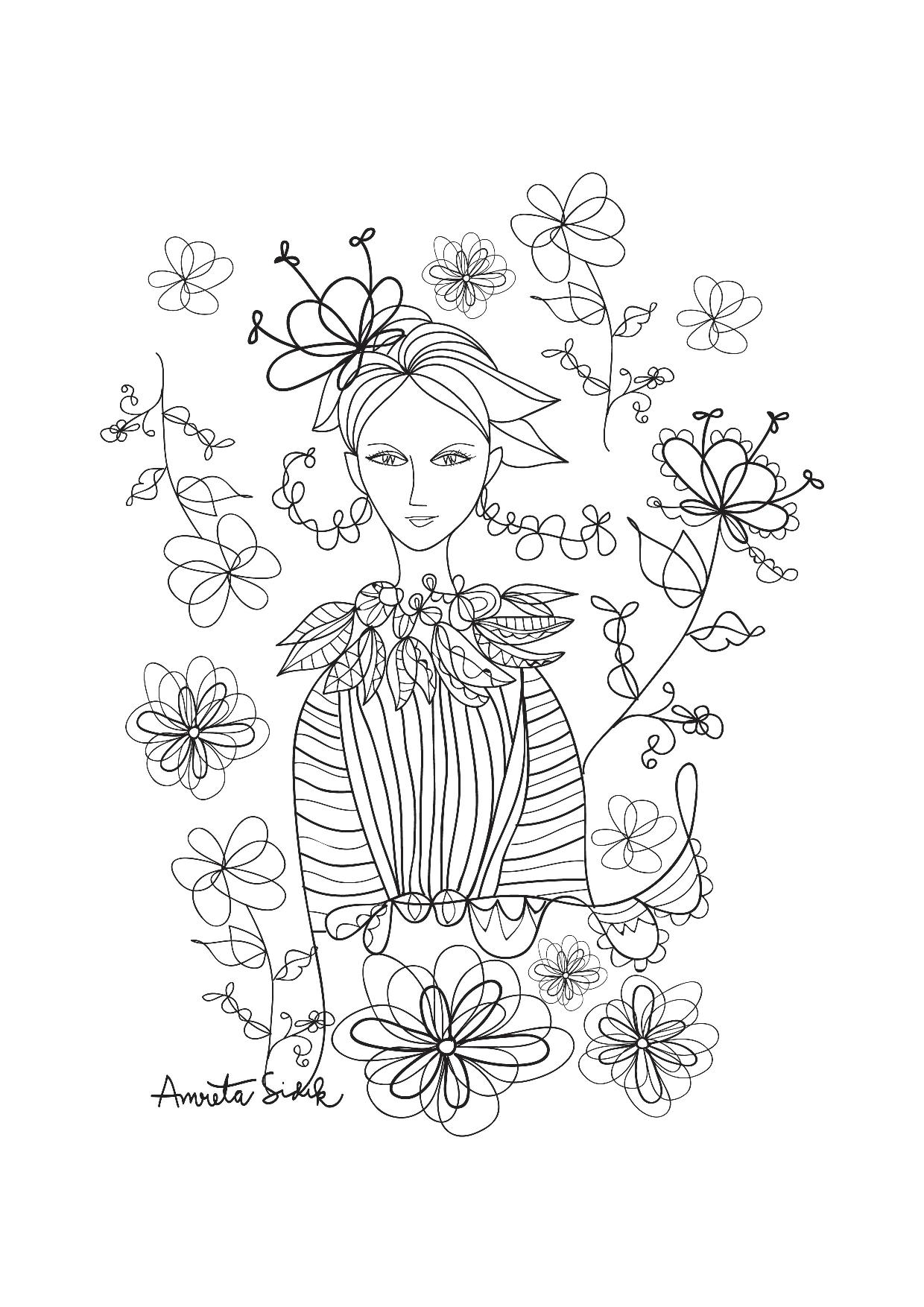 Fille aux fleurs - 2, Artiste : Amreta Sidik