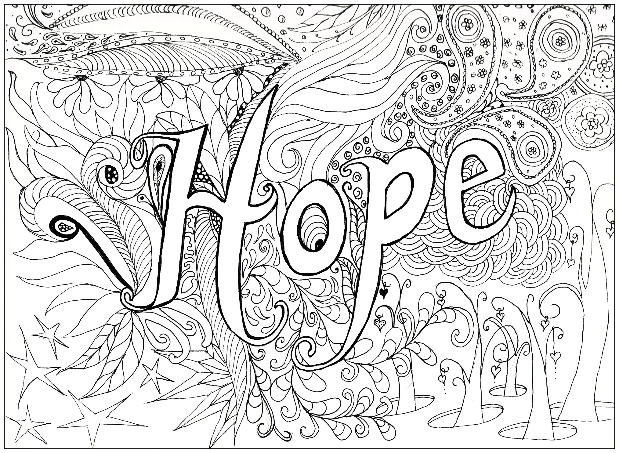 Hope (Coloriage Anti-stress à imprimer pour adultes)