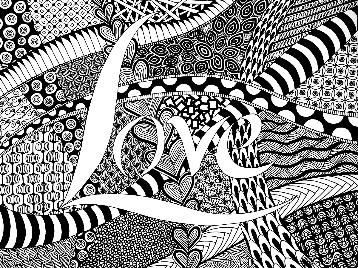 Amour zen (Coloriage Anti-stress à imprimer pour adultes)
