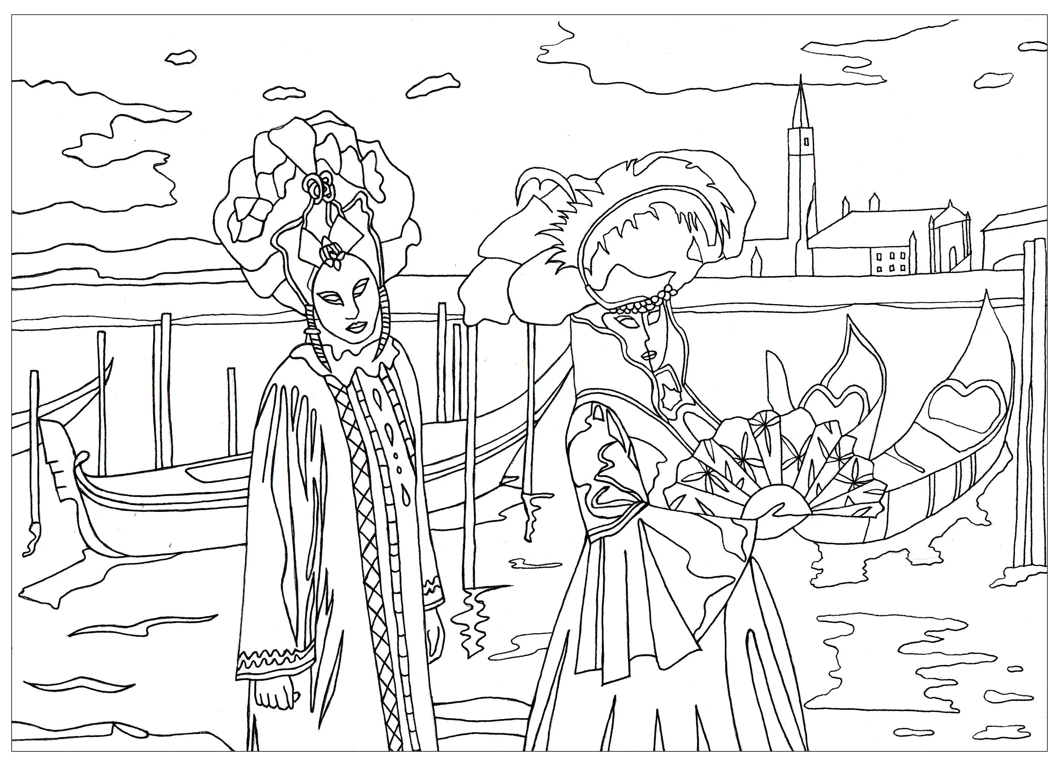 Carnaval de venise par marion (Coloriage Anti-stress à imprimer pour adultes)