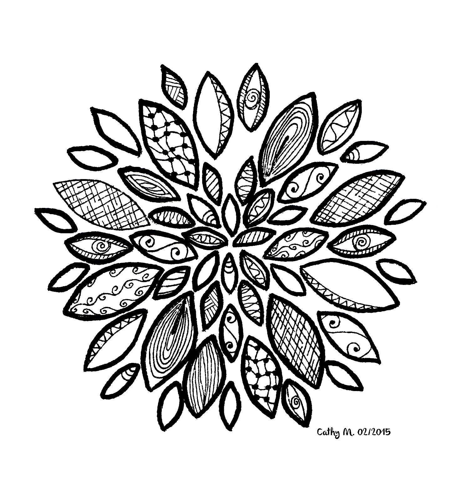 'Fleur imaginaire', coloriage original, Artiste : Cathy M