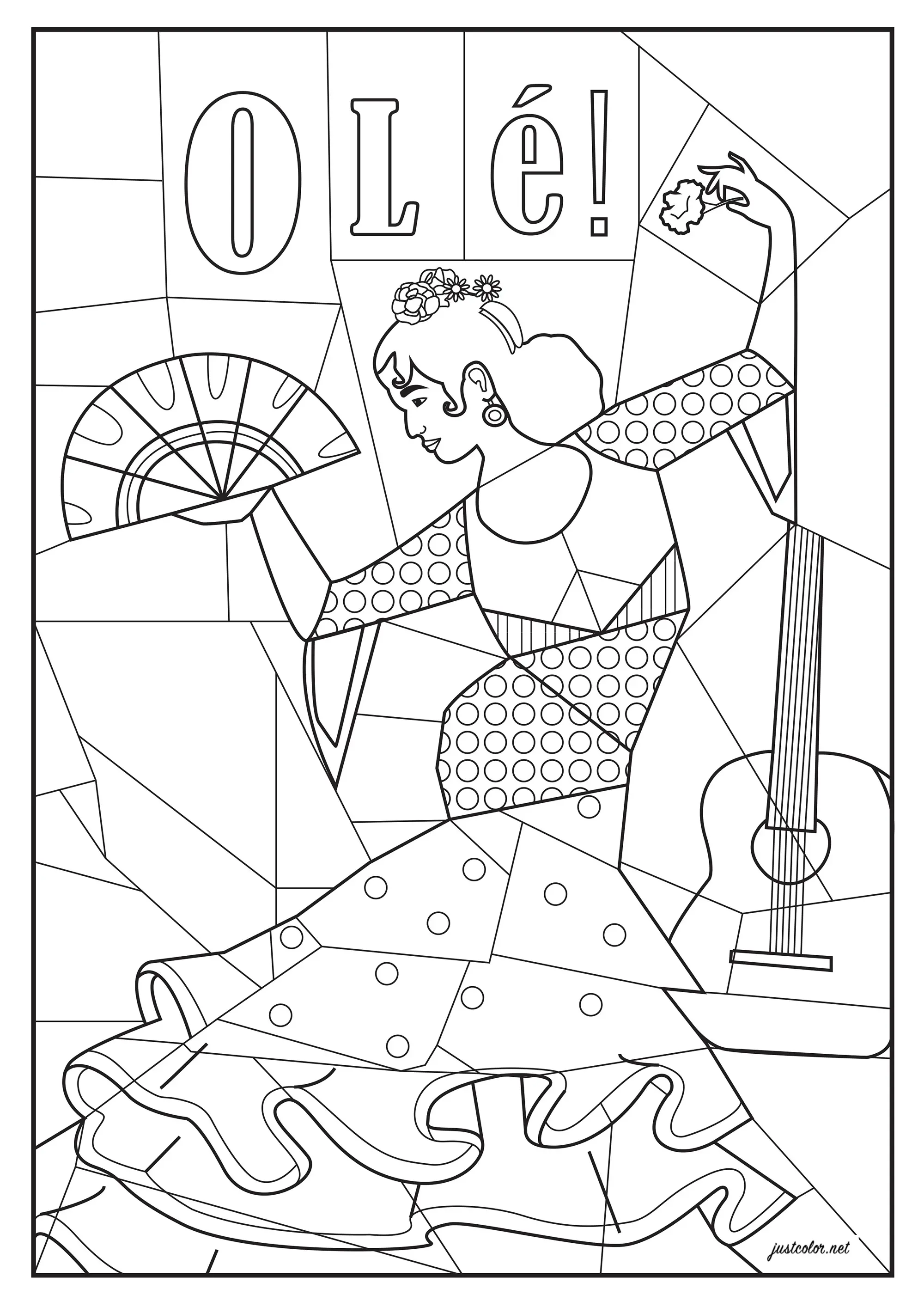 Danseuse de Flamenco (Coloriage Anti-stress à imprimer pour adultes)