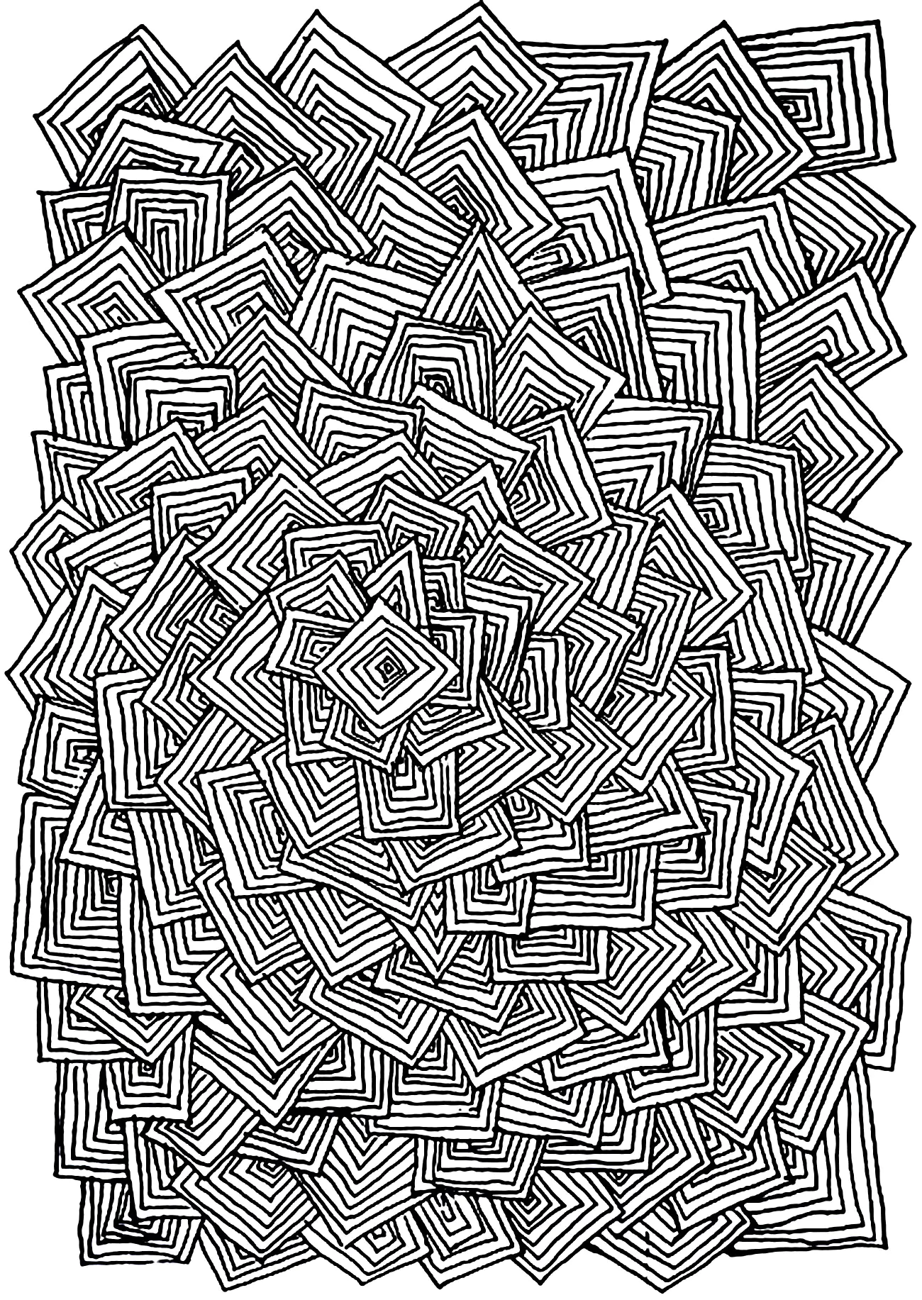 Enchevetrement carres (Coloriage Anti-stress à imprimer pour adultes)