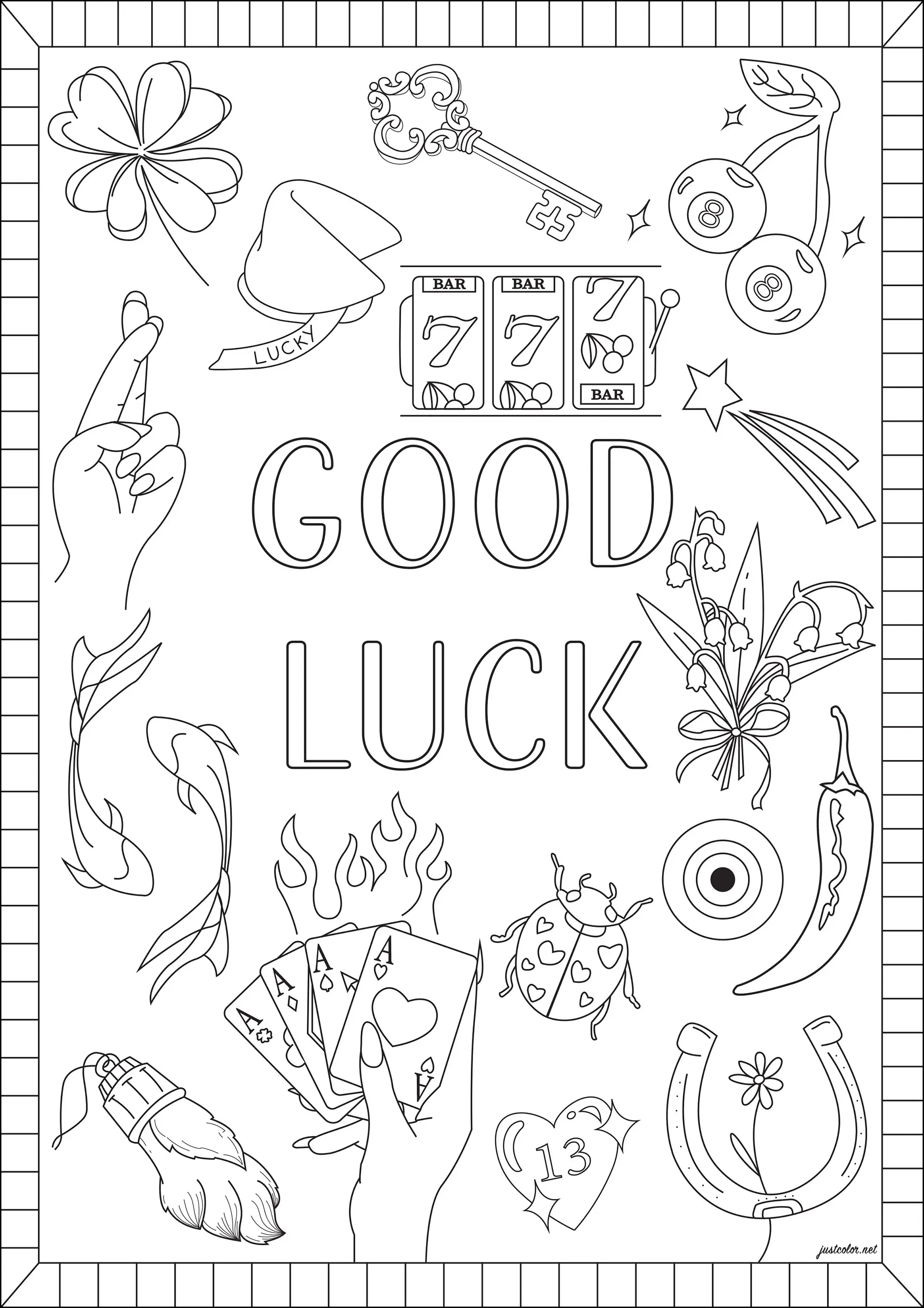 Good Luck (Coloriage Anti-stress à imprimer pour adultes)