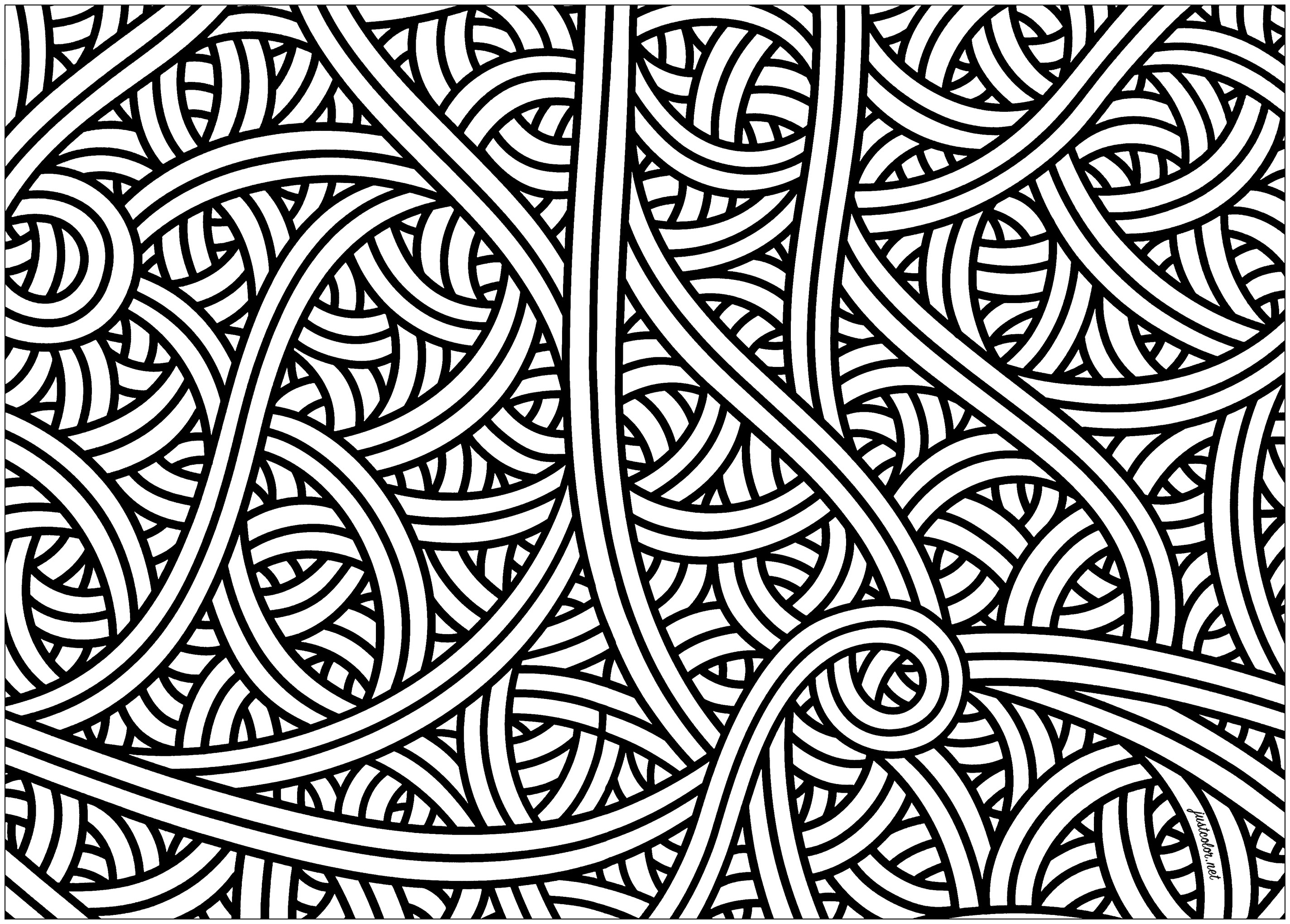 Coloriage avec nombreuses lignes entremêlées, parfait pour vous procurer un intense moment de relaxation, Artiste : Art'Isabelle Coloriage avec nombreuses lignes entremêlées, parfait pour vous procurer un intense moment de relaxation, Artiste : Art'Isabelle