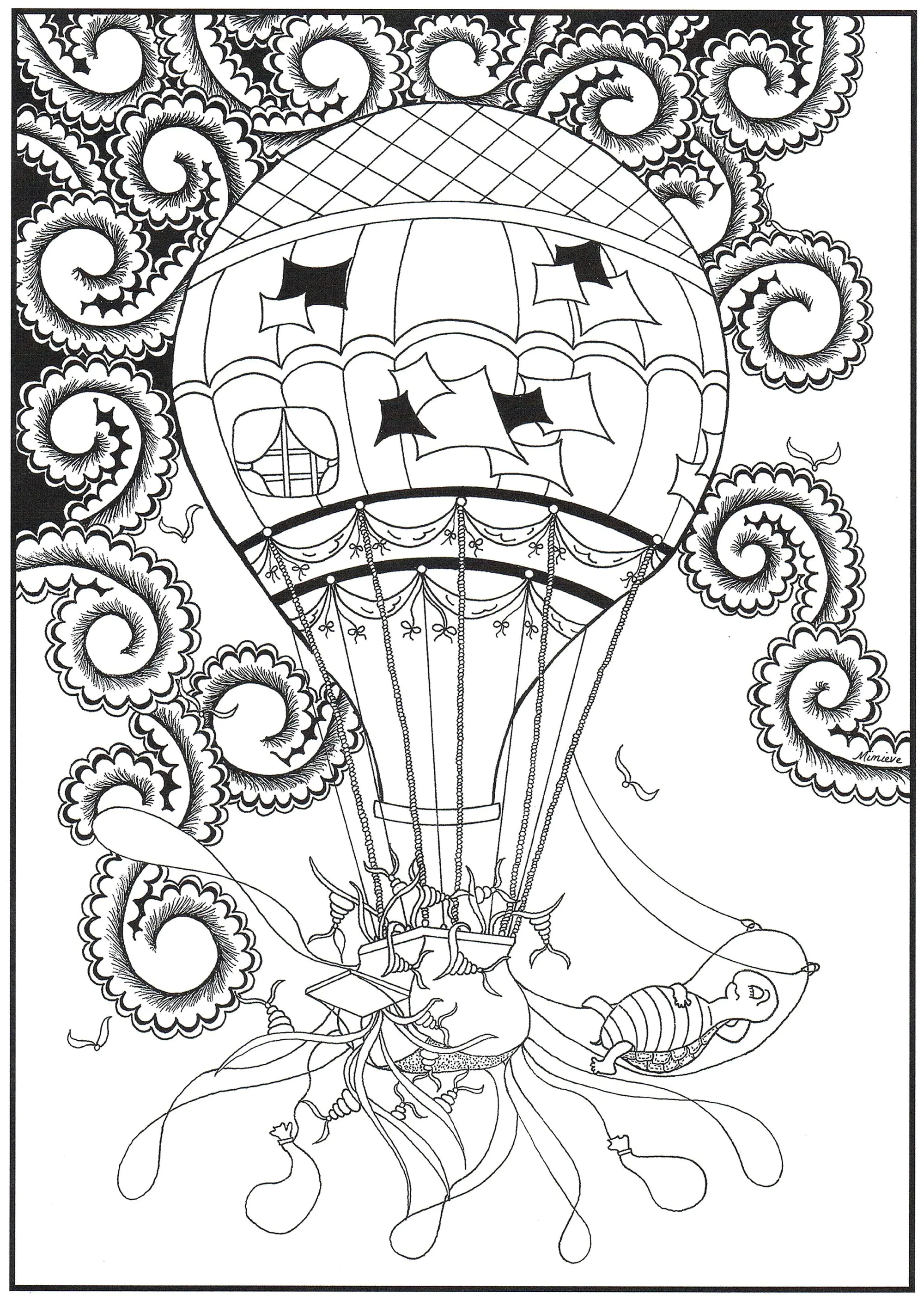 Montgolfiere-par-Mimieve (Coloriage Anti-stress à imprimer pour adultes)