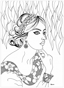 Coloriage Femme dentelle par Mimieve