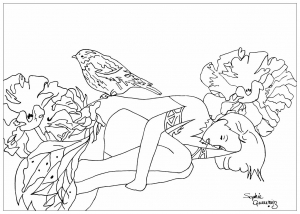 Coloriage adulte beaute endormie