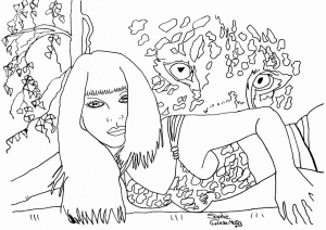 Coloriage adulte beaute espionnee