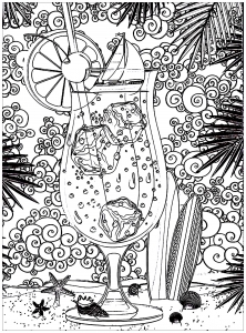 Cocktail au soleil ! (Coloriage Anti-stress)