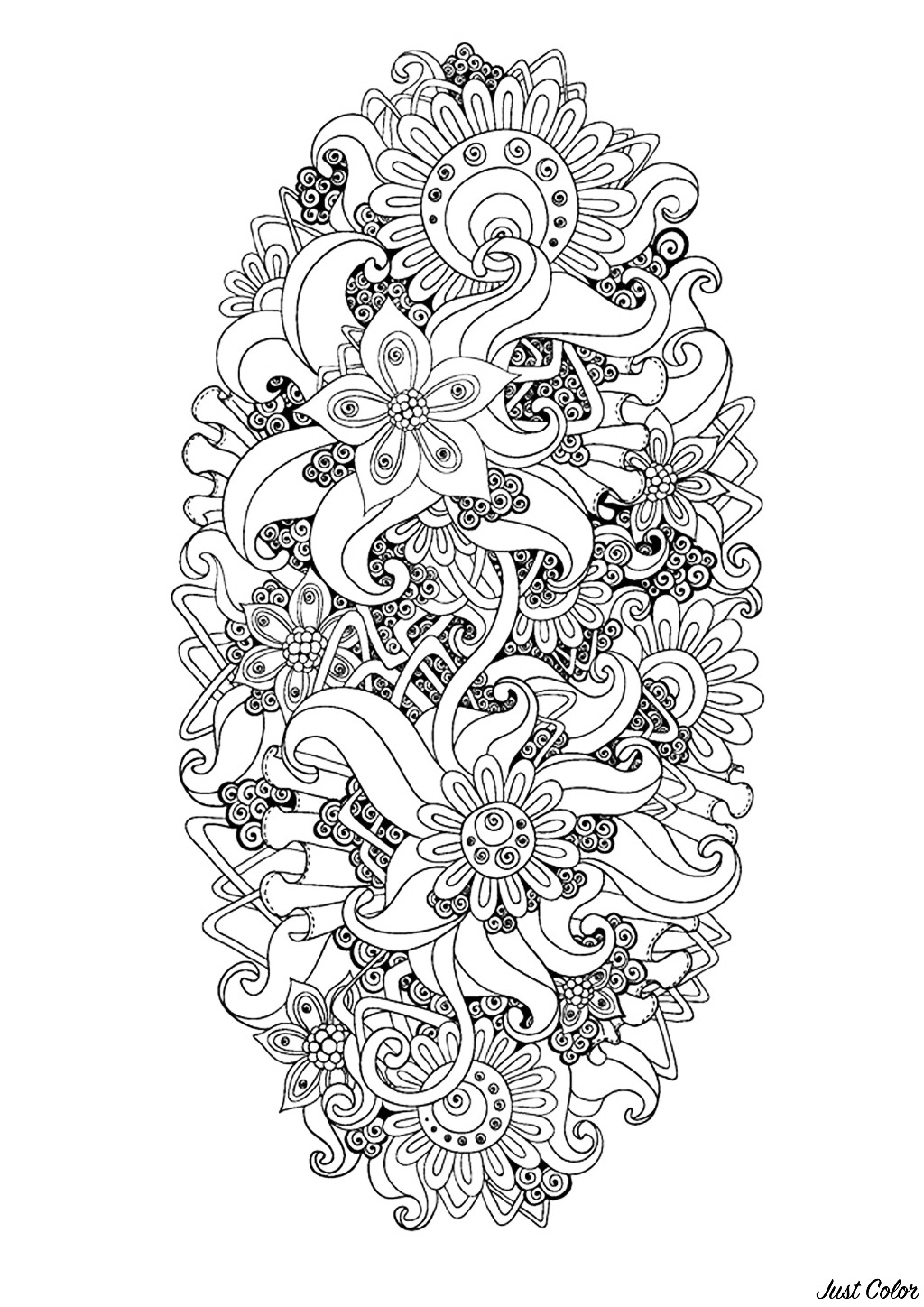 Coloriage 100% Anti-stress : motifs abstraits d'inspiration florale : n°9