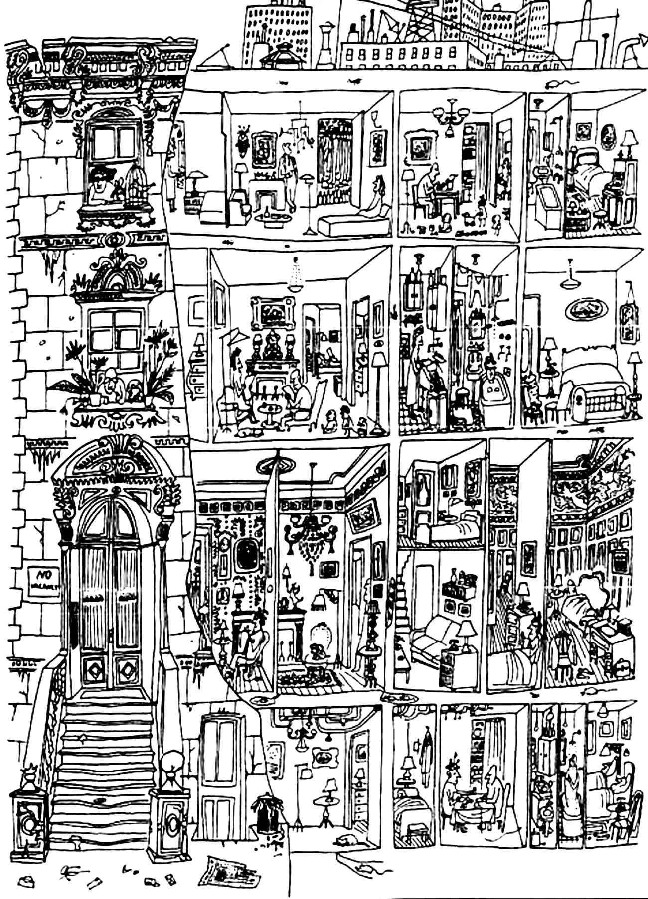 Architecture - 14 (Coloriage d'Architecture et habitation à imprimer pour adultes)