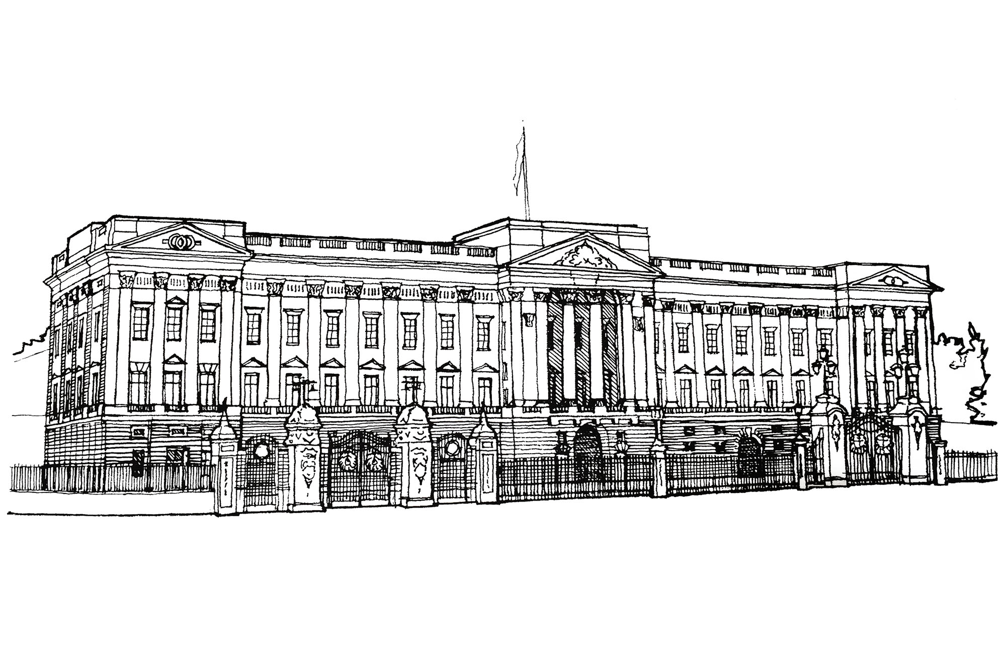 Une illustration de 1920 représentant Buckingham Palace à Londres