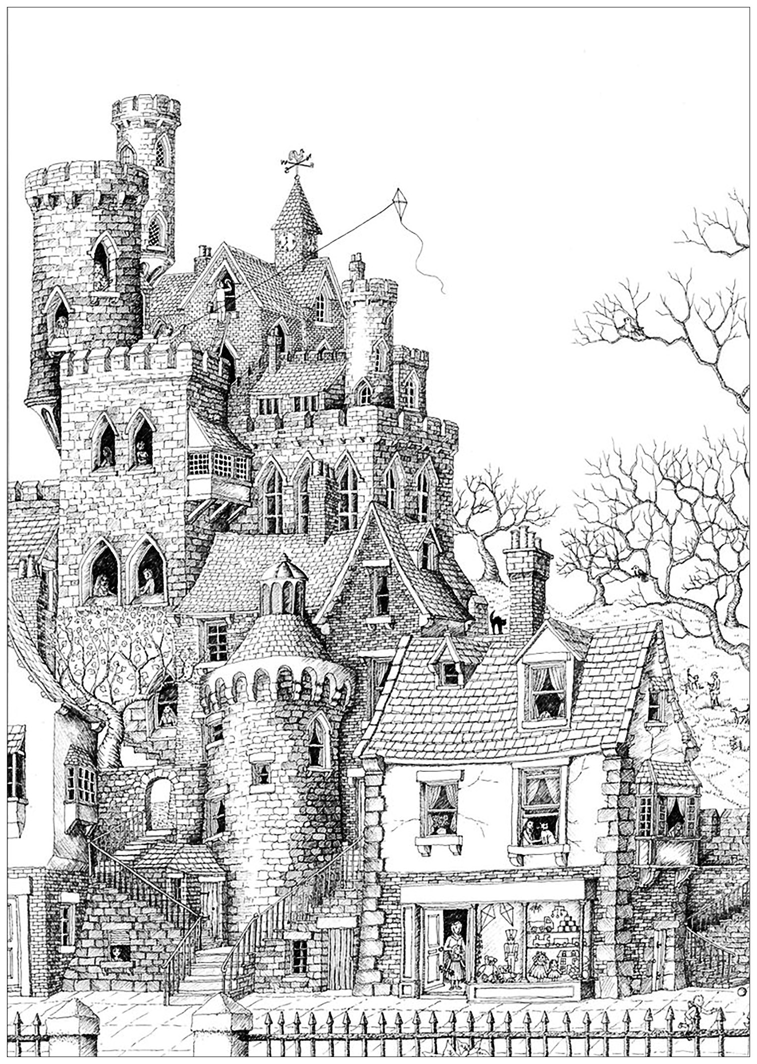 Chateau dans un village