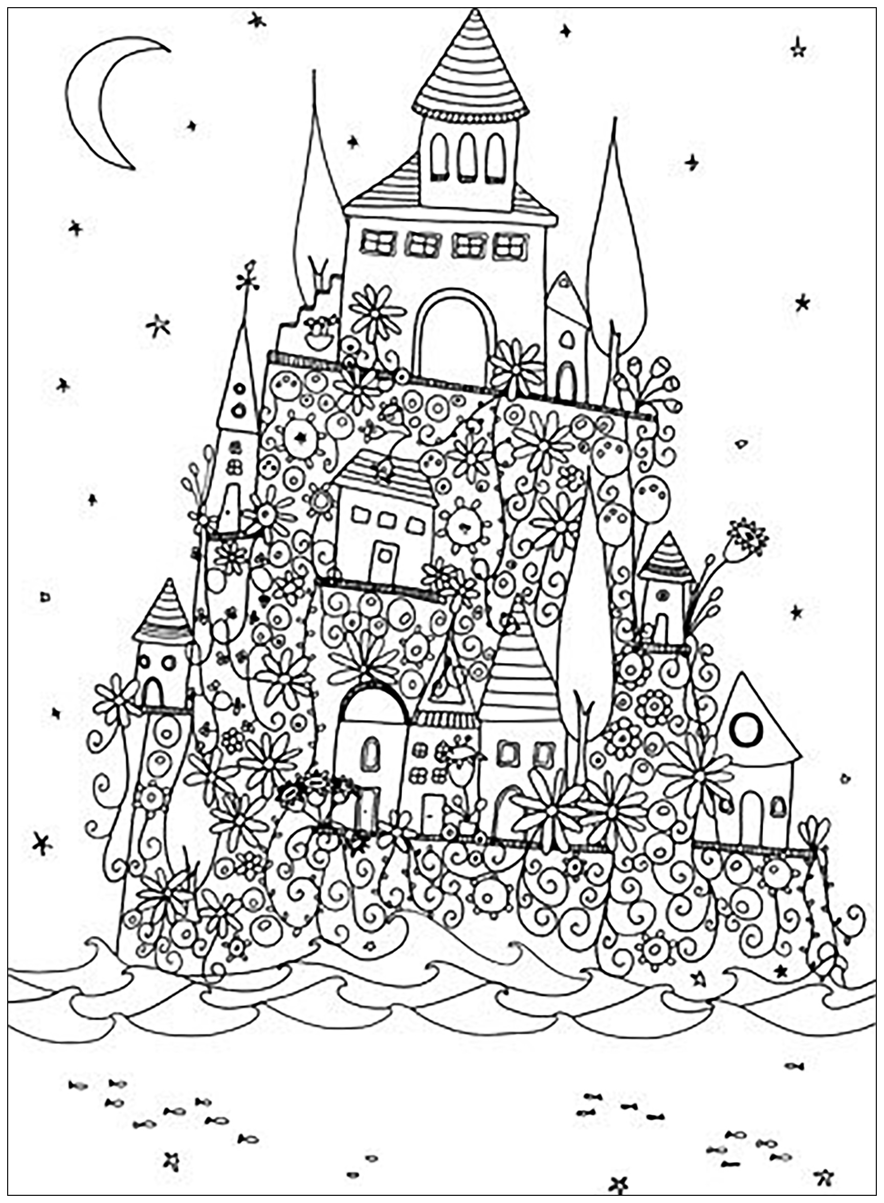 image=architecture habitation coloriage adulte chateau imaginaire 1