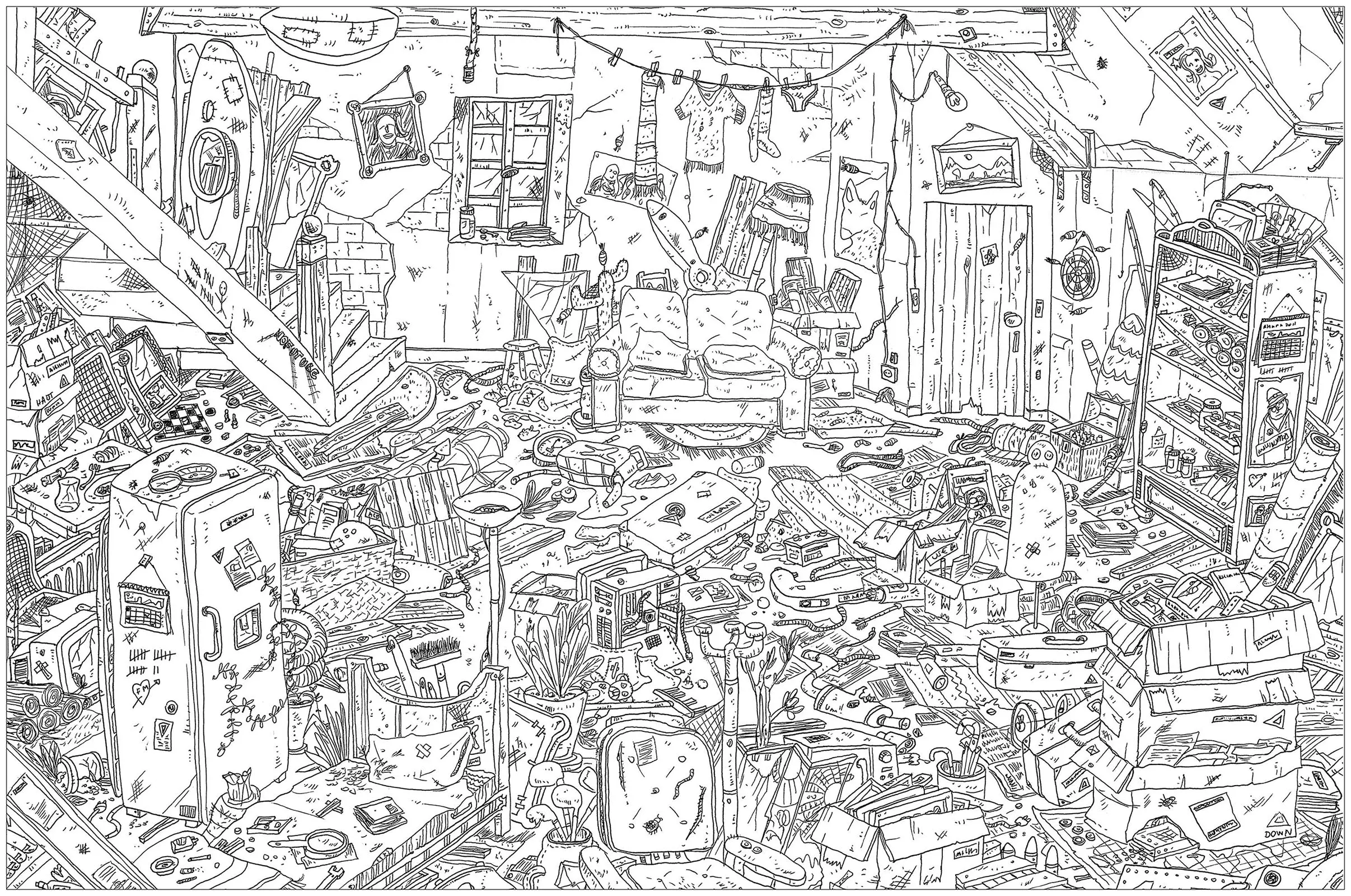 Complexe grenier (Coloriage d'Architecture et habitation à imprimer pour adultes)