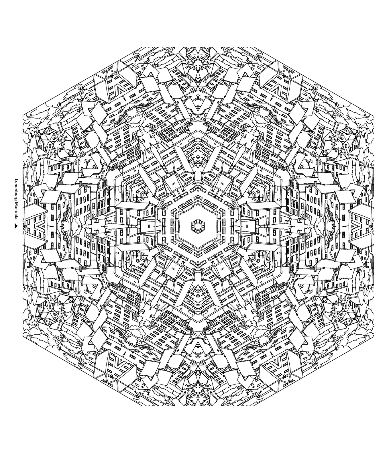 Ville mandala (Coloriage d'Architecture et habitation à imprimer pour adultes)