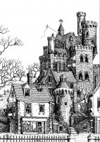 Coloriage adulte architecture chateau