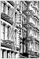 Coloriage adulte architecture soho new york