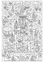 Coloriage adulte incroyable chateau