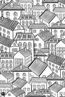 Coloriage architecture village toits