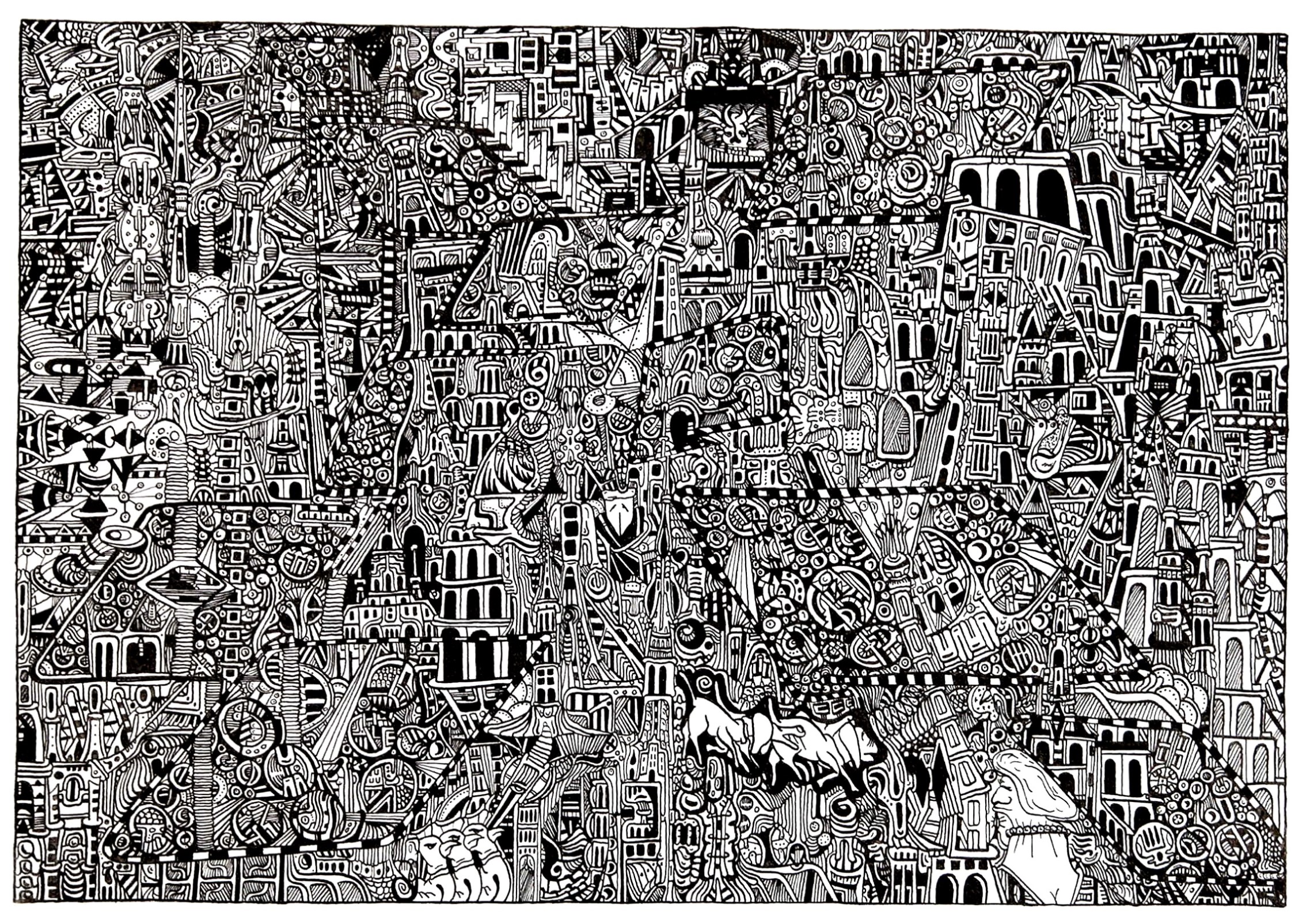 Un coloriage créé à partir d'un oeuvre typique de l'Art brut | A partir de la galerie : Art Brut Un coloriage créé à partir d'un oeuvre typique de l'Art brut | A partir de la galerie : Art Brut