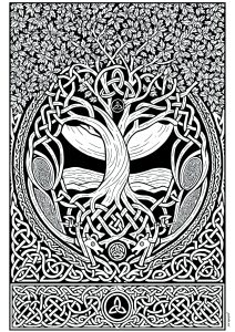 Coloriage complexe de l'abre de la vie (Coloriage d'Art Celtique)
