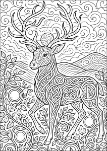 Cerf Celtique Majestueux (Coloriage d'Art Celtique)