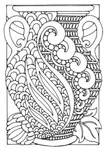 Coloriage adulte vase style art deco