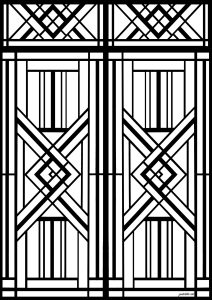 Coloriage de à imprimer pour adultes : Porte Art Deco de Paris