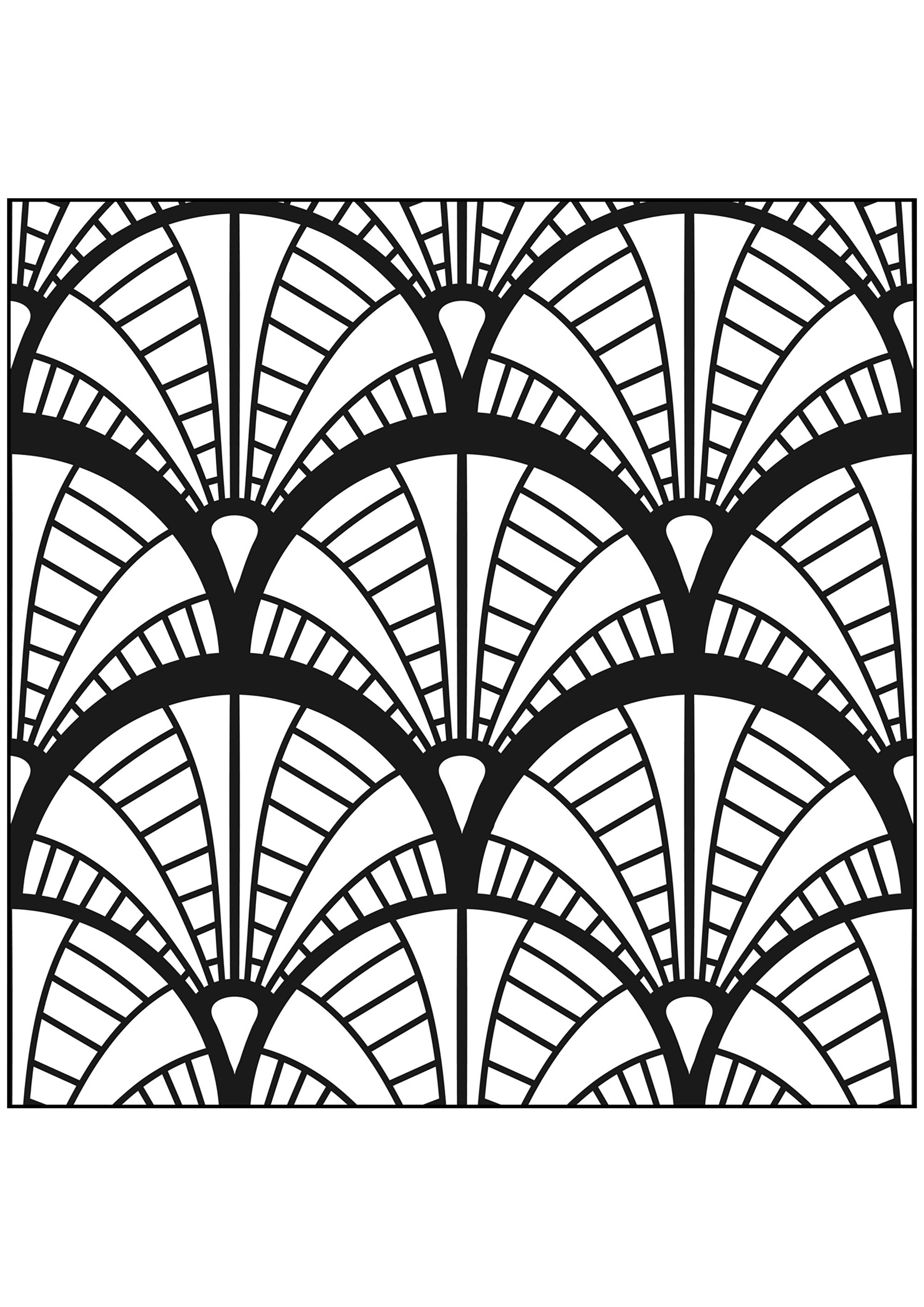 Motifs Art Deco inspirés du Chrysler Building de New York. Plongez dans le New York des années 30 avec ce beau coloraige, Source : 123rf   Artiste : realwebicons
