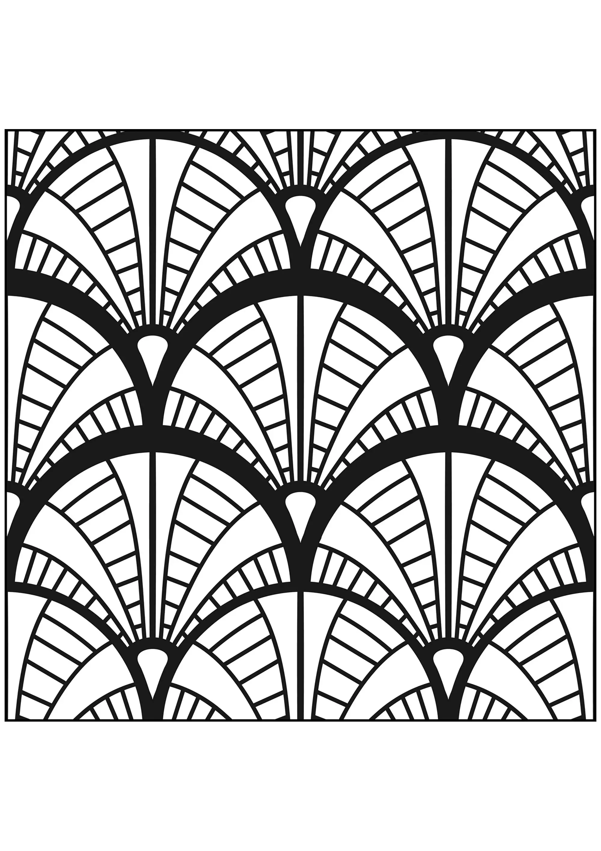 Motifs Art Deco inspirés du Chrysler Building de New York (Coloriage à imprimer pour adultes)