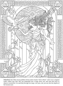 Coloriage d'Art Nouveau à imprimer pour adultes : Arianrhod-deesse-celtique