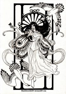 Coloriage adulte dessin inspiration art nouveau3