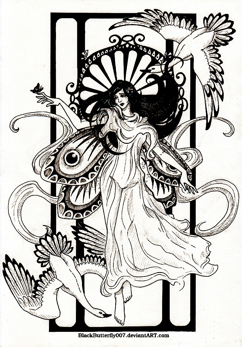 coloriage adulte dessin inspiration art nouveau3 free to print