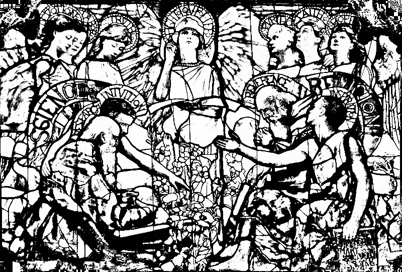 Vitrail louis comfort tiffany (Coloriage d'Art Nouveau à imprimer pour adultes)