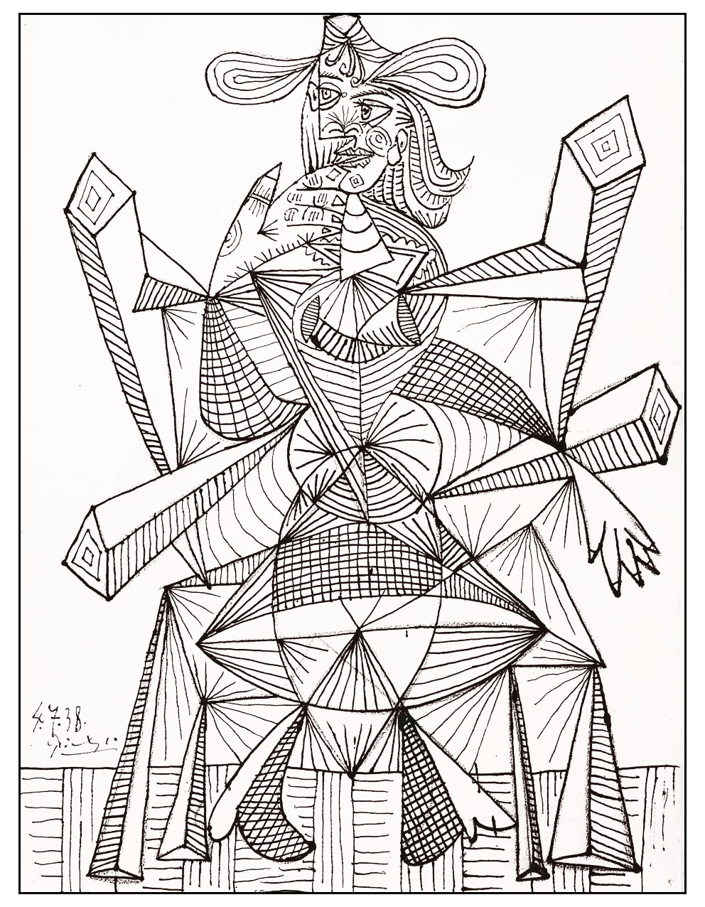 Un dessin du grand Pablo Picasso datant de 1938 parfait pour un coloriage artistique