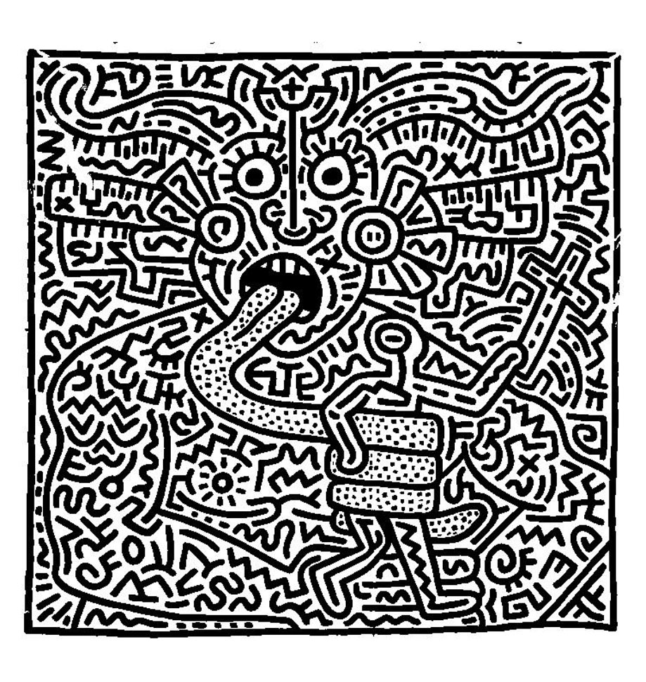 coloriage adulte keith haring 1 étrange