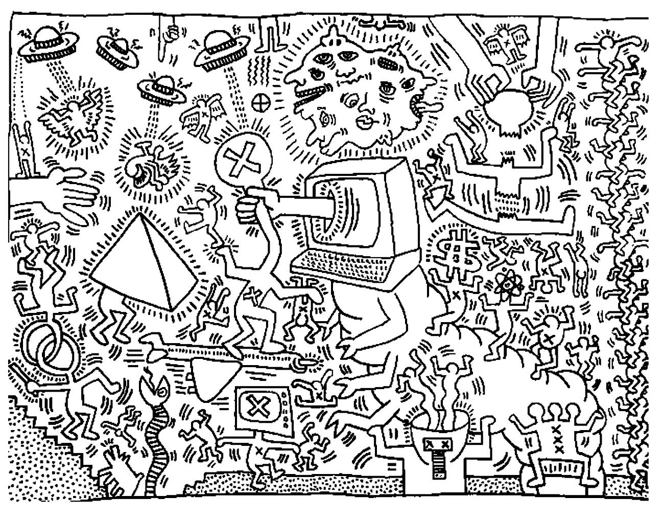 Keith haring 5 | Chefs d'œuvres - Coloriages difficiles pour adultes | JustColor