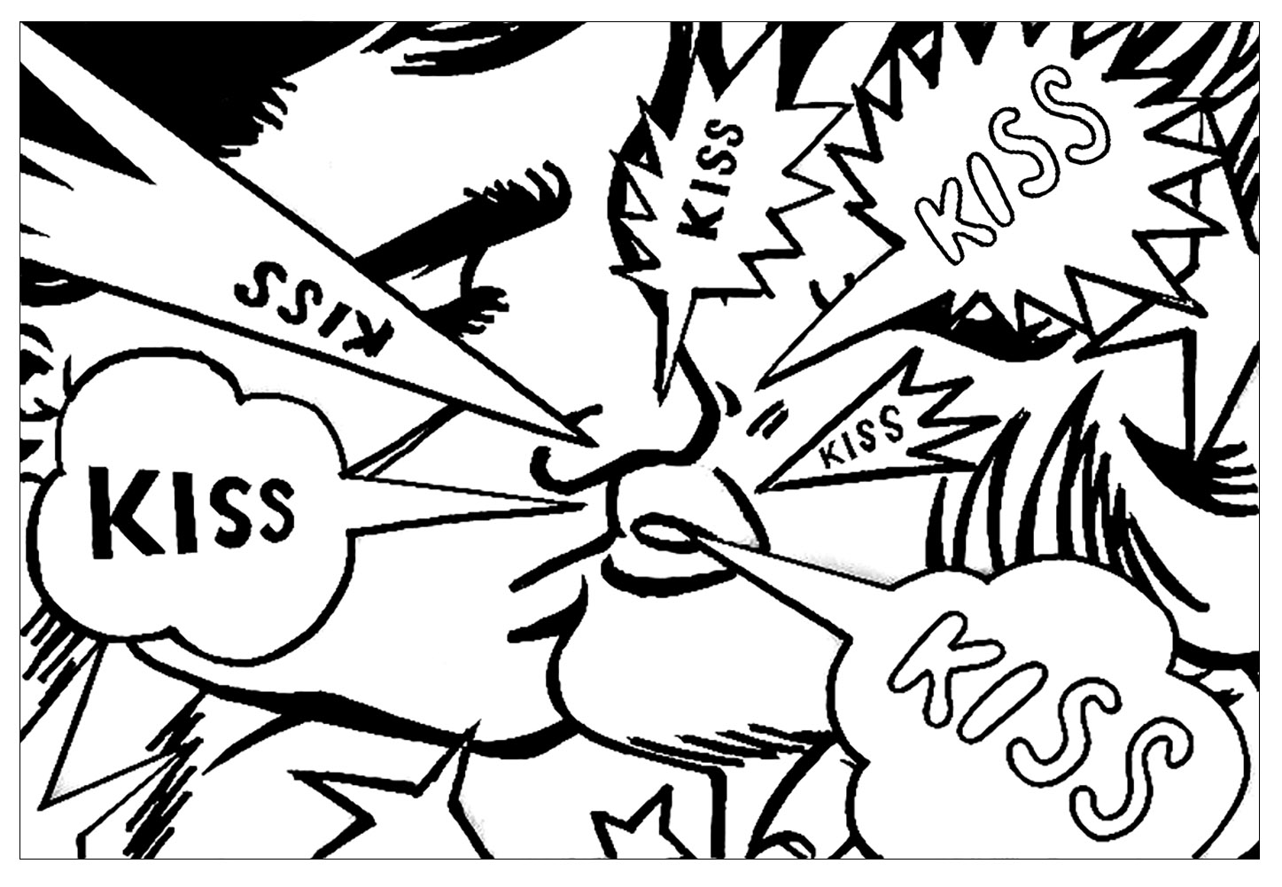 Personnages de Keith Haring   imprimer et colorier coloriage adulte pop art kiss