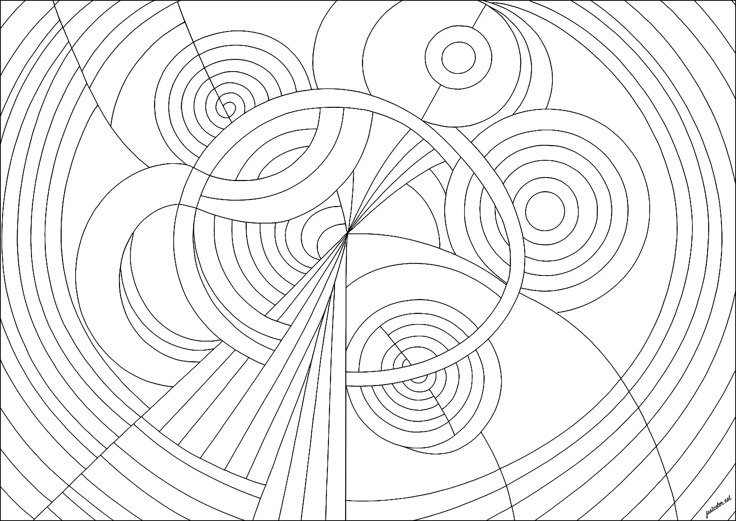 Rythme n°1 - Sonia Delaunay (1938) (Coloriage de Chefs d’œuvres à imprimer pour adultes)