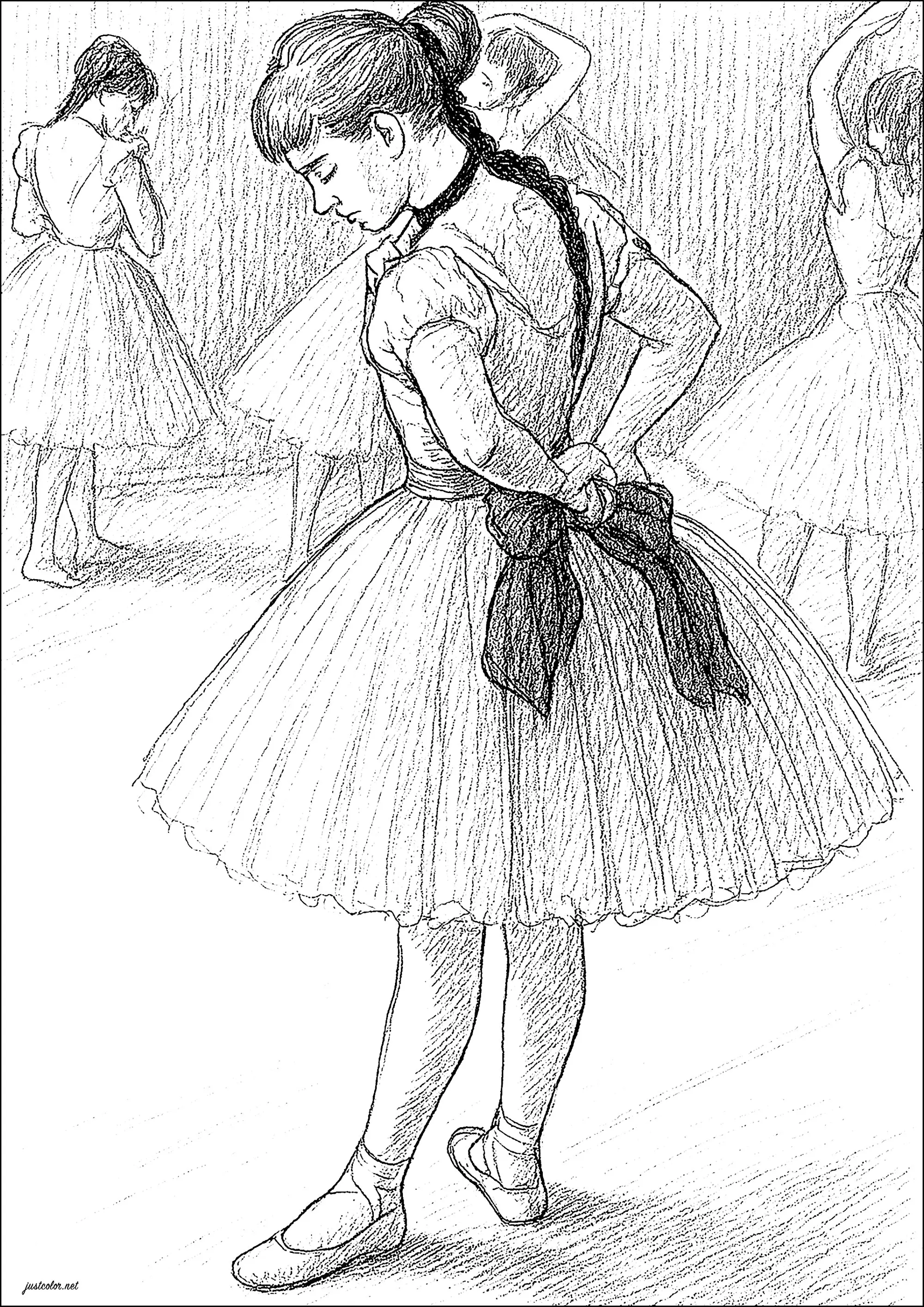 Edgar Degas - Danseuse de ballet (Coloriage de Chefs d’œuvres à imprimer pour adultes)