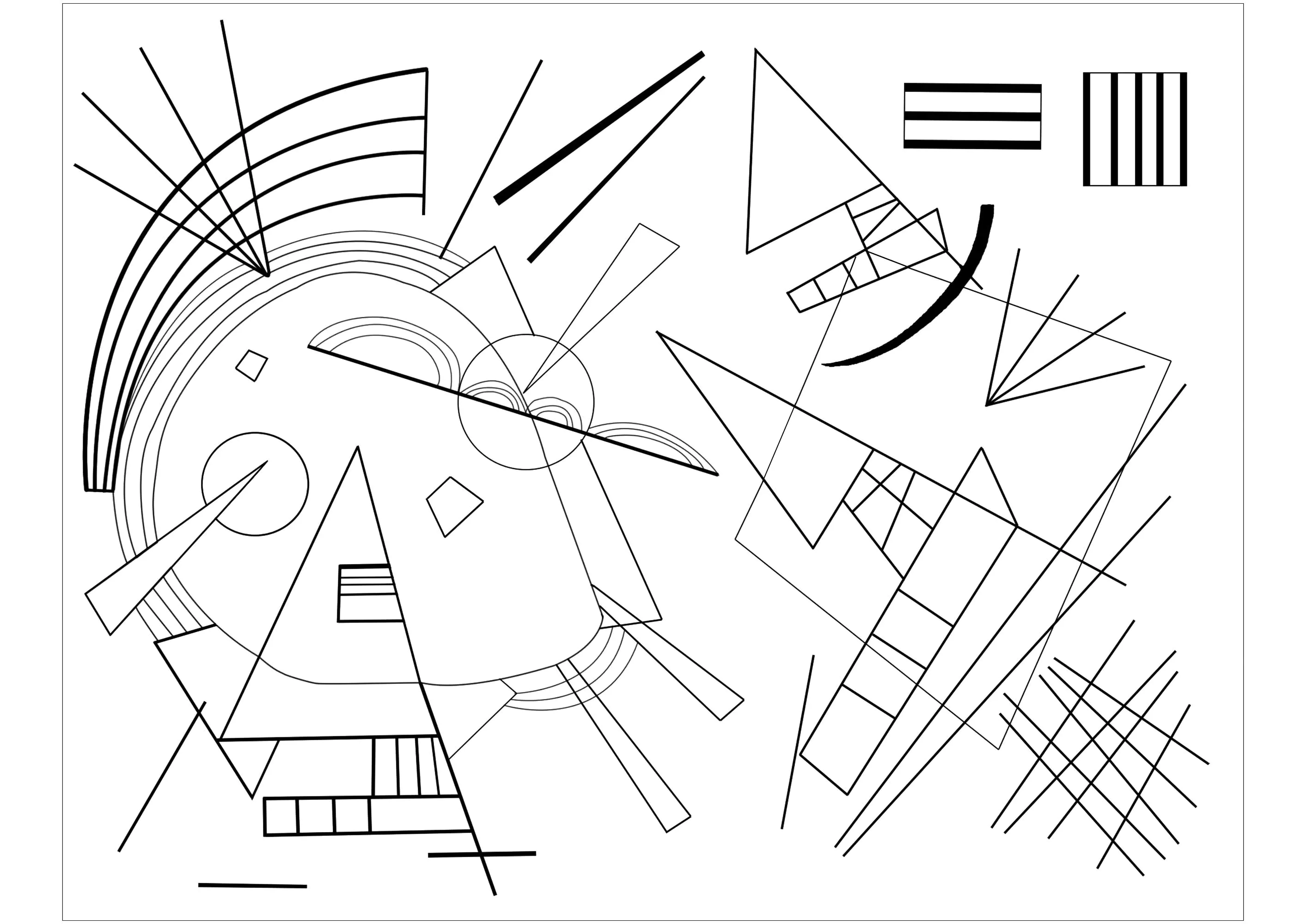 Vassily Kandinsky : Noir et violet (Coloriage de Chefs d’œuvres à imprimer pour adultes)