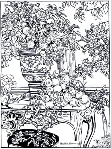 Coloriage adulte bazille flowers